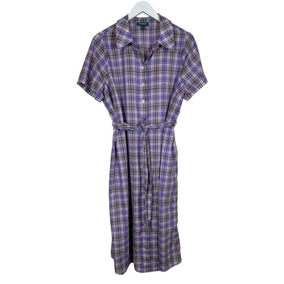 ModCloth Plaid To Know You Shirt Dress Plus Size 1X Purple Lavender - Picture 5 of 16